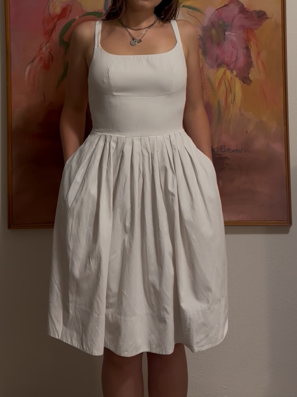 Club Monaco White Square-Neck Midi Dress